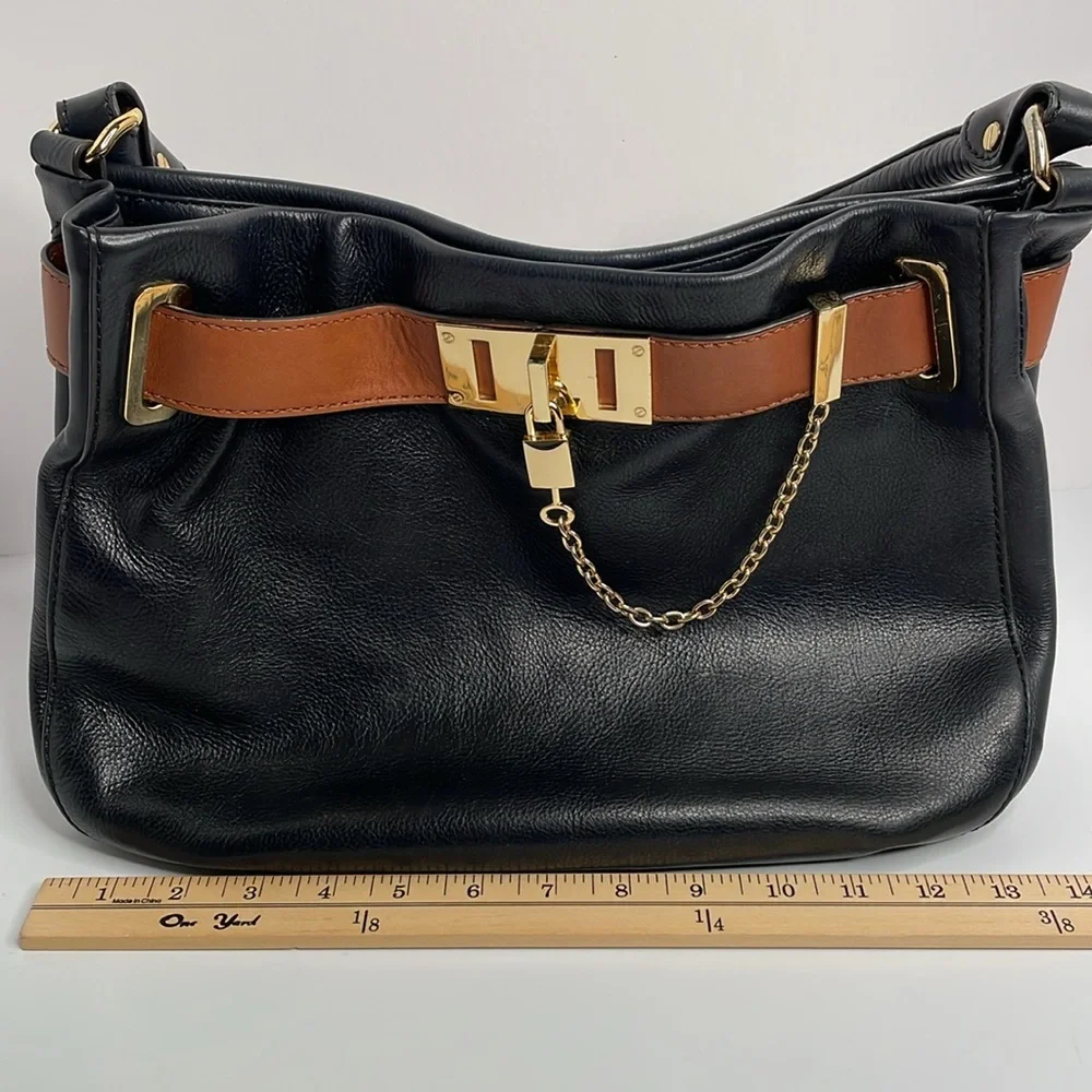 Antonio Melani Shoulder Bag Leather Black  Brown Shoulder Bag